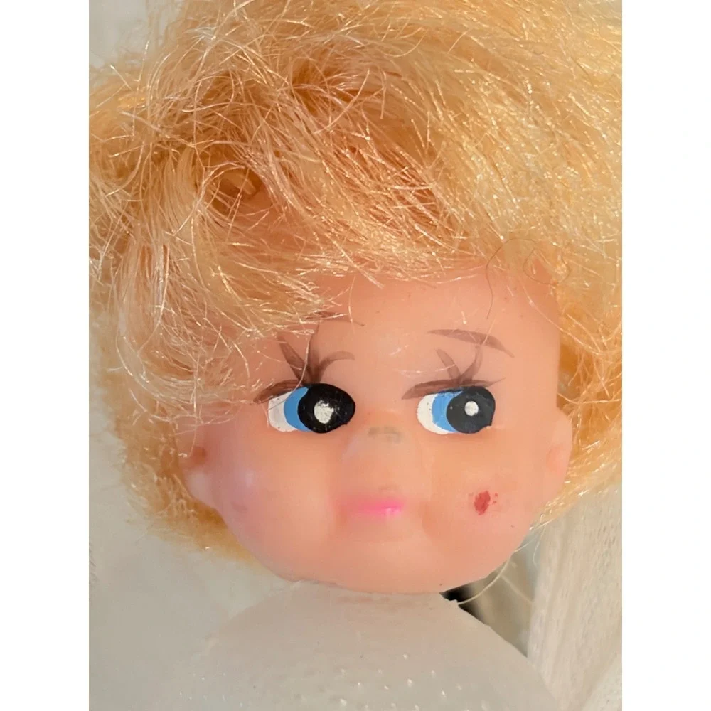 Vintage Christmas Angel Tree Topper White Tulle Gold Sequin Strawberry Blonde